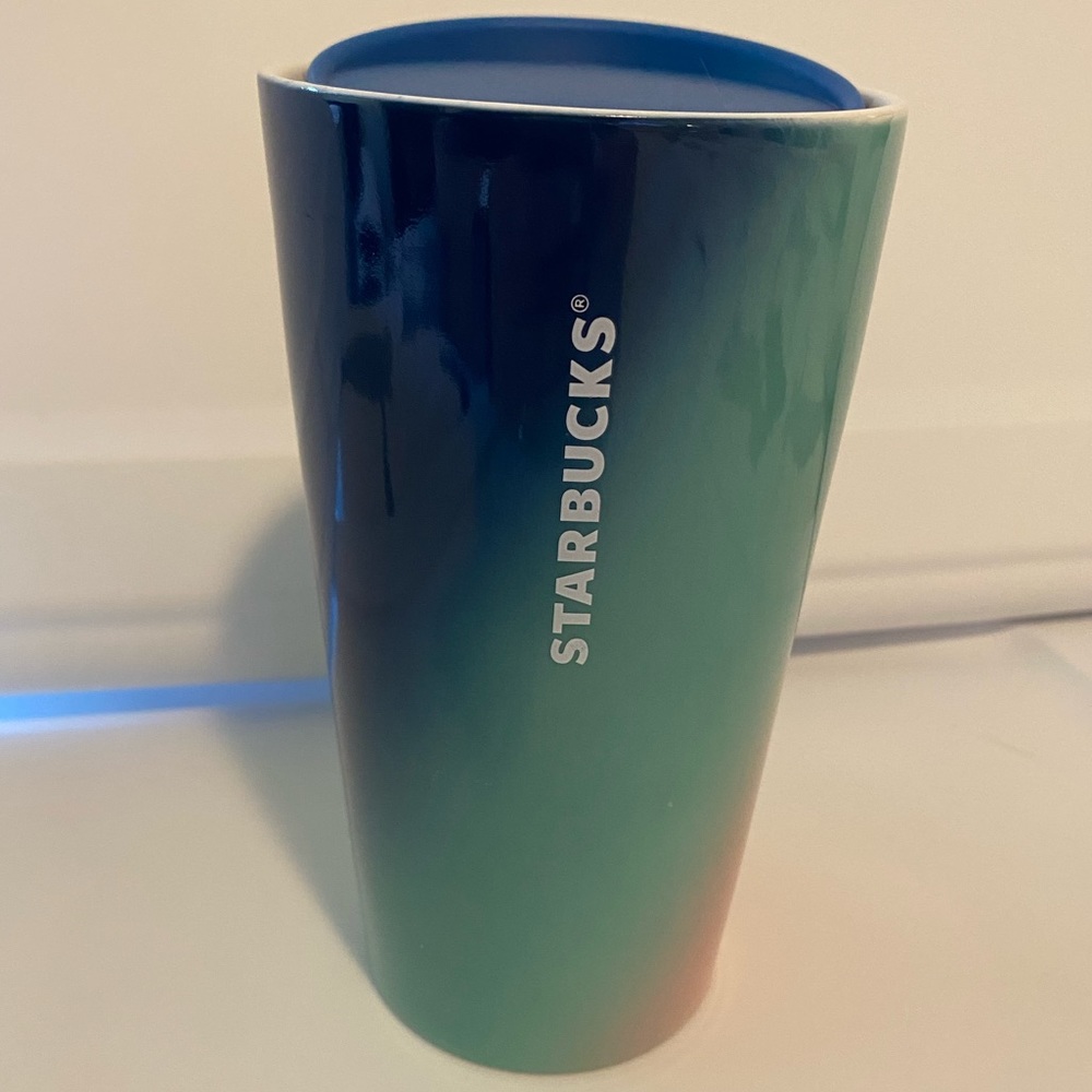 Starbucks Summer 2021 Tri-Color Royal Blue Turquoise Pale Pink Ceramic Tumblr